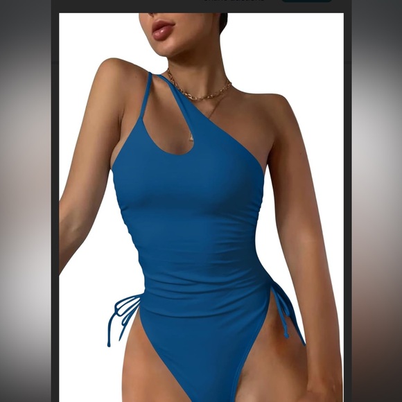 Swimsuit One Shoulder Tummy Control Ruched High Cut Brazilian Medium Lilosy - Picture 1 of 9